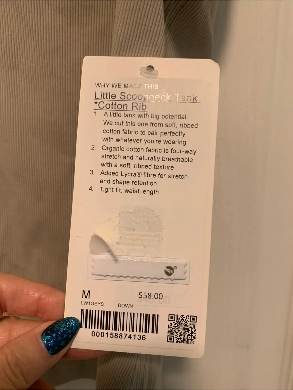 43. NWT Lululemon little scoopneck rib tank Size M